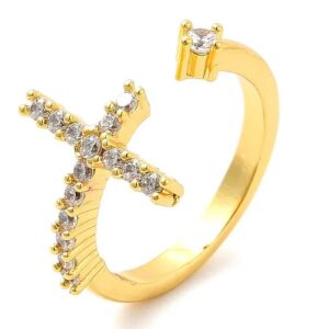 Bague Croix Diamant  Plaqué Or