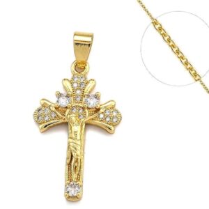 Collier Croix Femme Plaqué Or – Zirconium & Chaîne Réglable